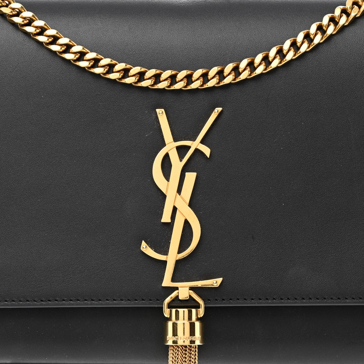 Smooth Calfskin Medium Classic Monogram Kate Tassel Satchel Black