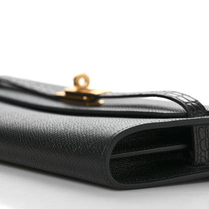 Hermes Epsom Matte Alligator Touch Kelly Wallet To Go Black 8 of 9