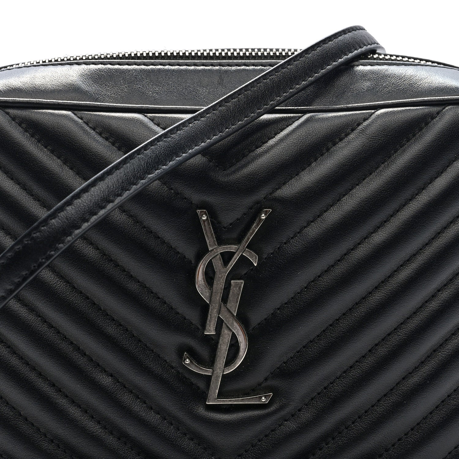 Saint Laurent Calfskin Matelasse Monogram Lou Camera Bag Black 7 of 9