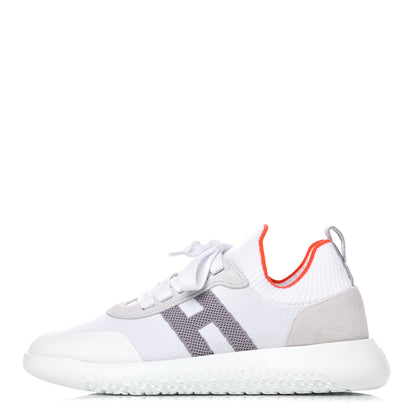 Hermes Knit Suede Goatskin Womens Crew Sneakers 36.5 White Gris 1 of 10