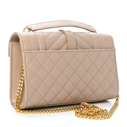 Saint Laurent Grain De Poudre Textured Mixed Matelasse Triquilt Monogram Satchel Dark Beige 2 of 4