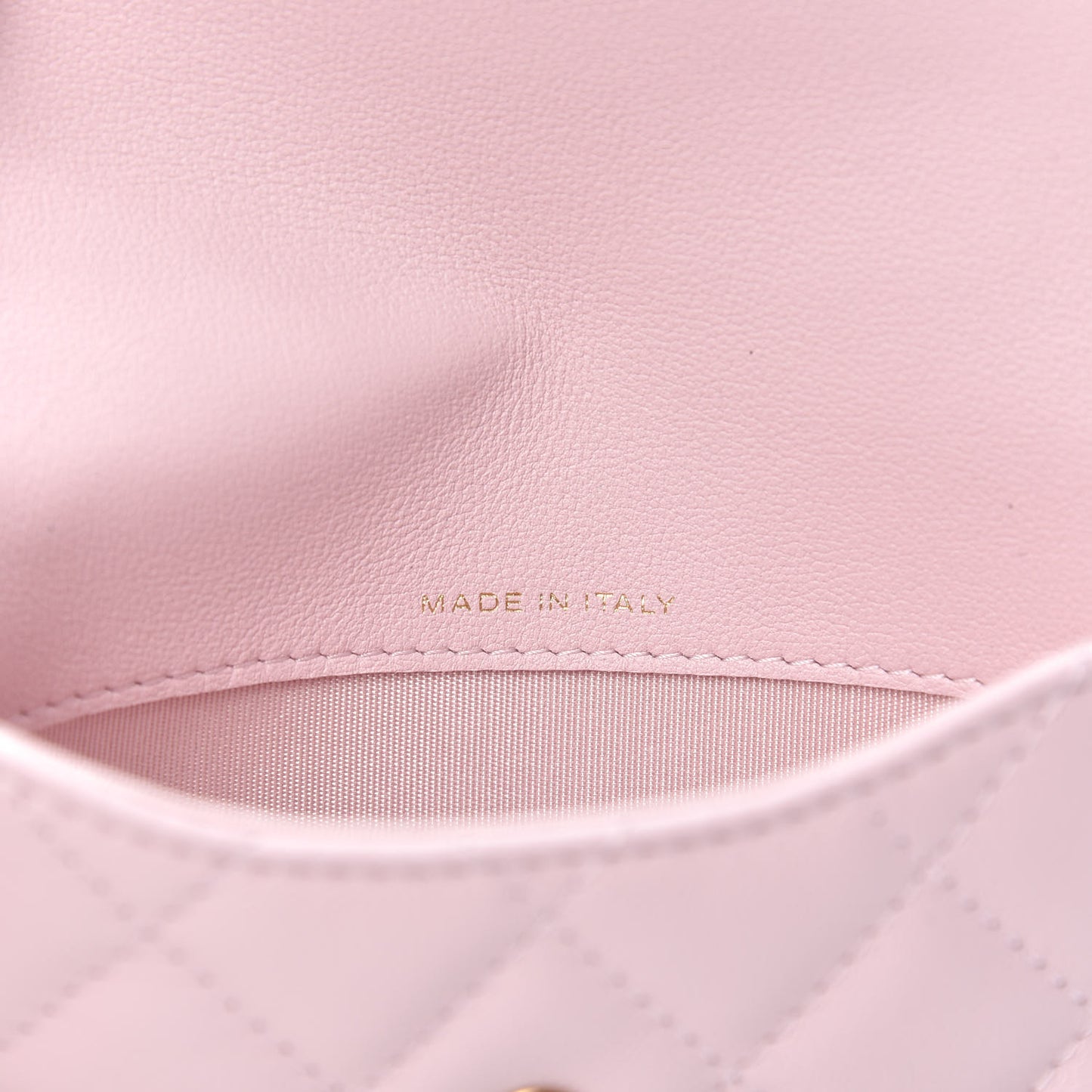 Calfskin Quilted About Pearls Card Holder Flap With Chain Light Pink