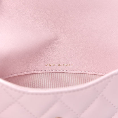 Chanel Calfskin Quilted About Pearls Card Holder Flap With Chain Light Pink 6 of 9