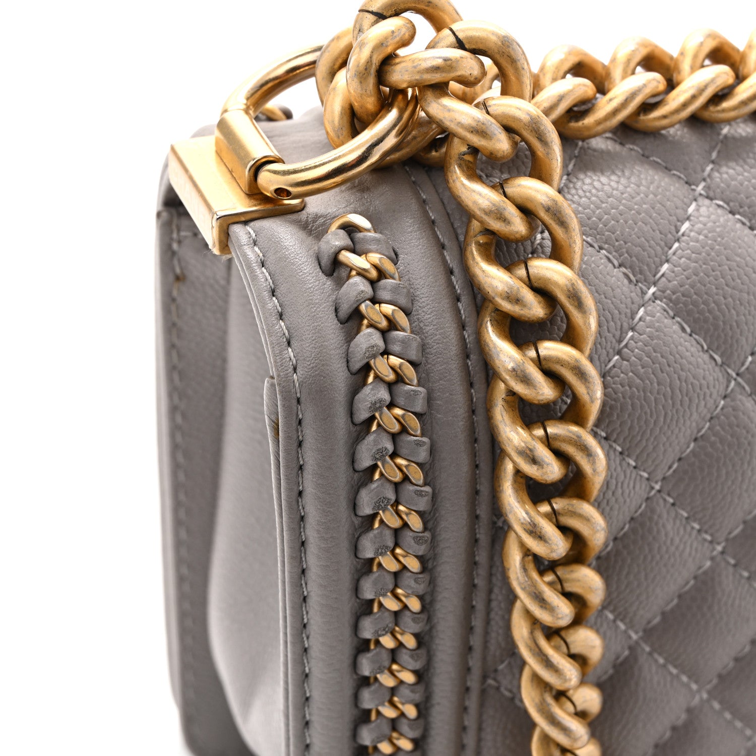 Chanel Caviar Quilted Chain Around Medium Boy Flap Grey 14 of 15