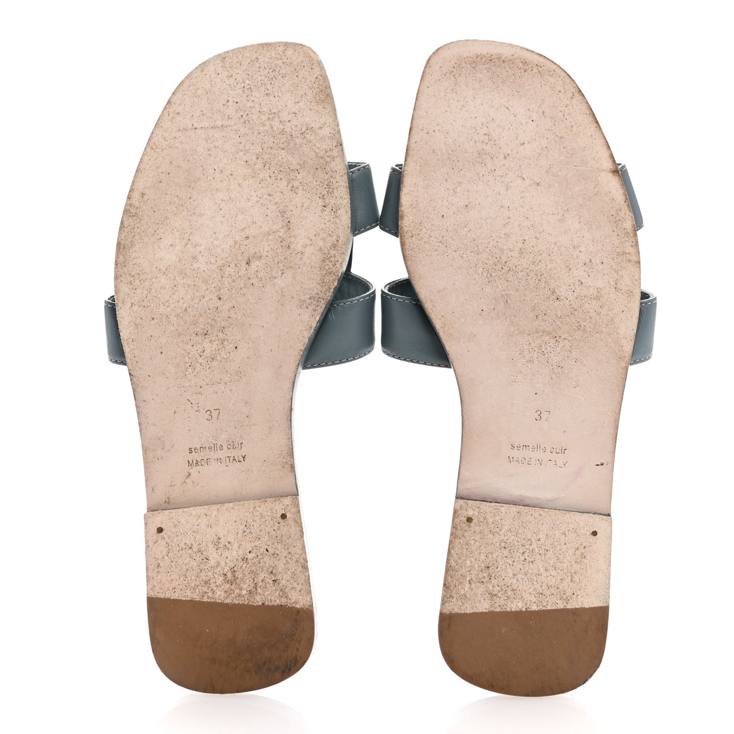 Box Calfskin Oran Sandals 37 Bleu Pinede