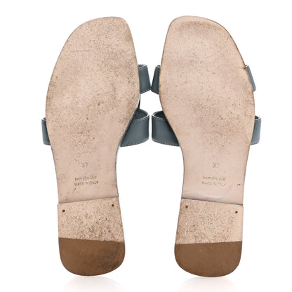 Hermes Box Calfskin Oran Sandals 37 Bleu Pinede 6 of 13