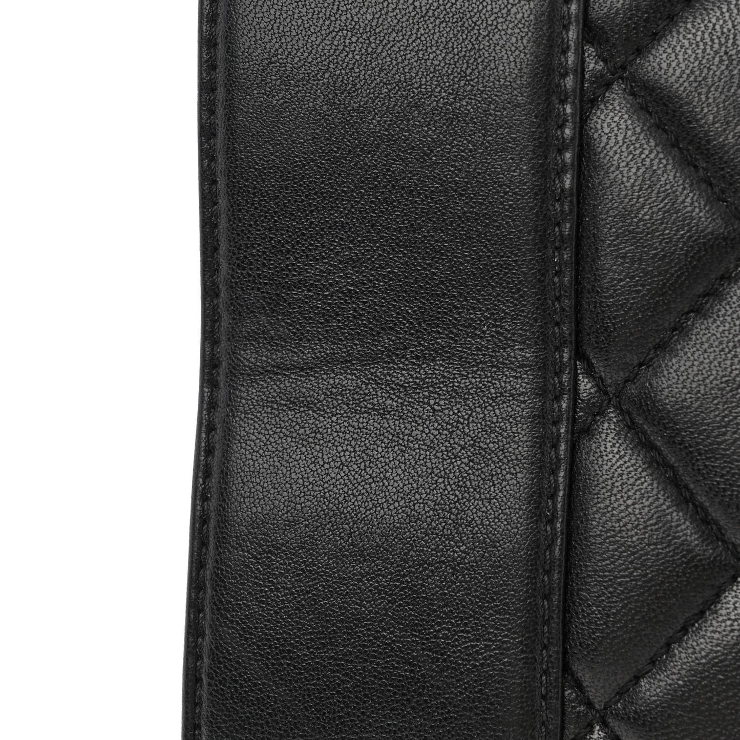 Sheepskin Quilted Mademoiselle Vintage Shopping Tote Black