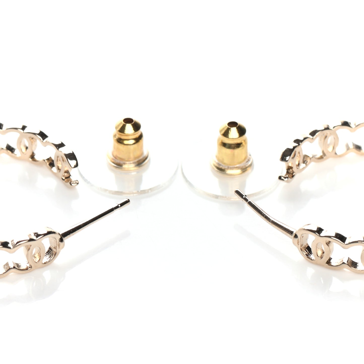 Metal CC Hoop Earrings Gold