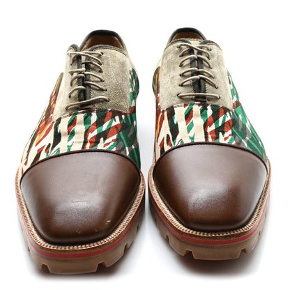Christian Louboutin Calfskin Canvas Suede Mens Derby Oxfords 44.5 Brown Multicolor 3 of 8