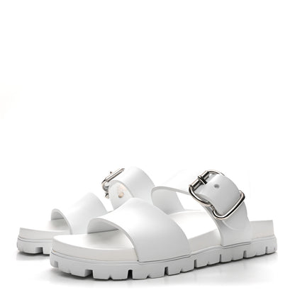 Prada EVA Rubber Double Strap 20mm Fussbett Sandals 40 White 4 of 9