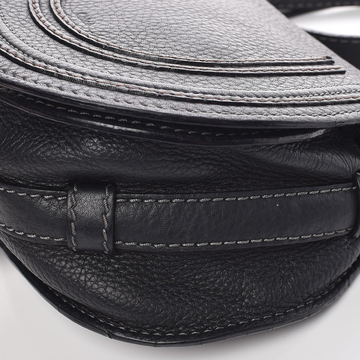 Calfskin Mini Marcie Round Crossbody Bag Black