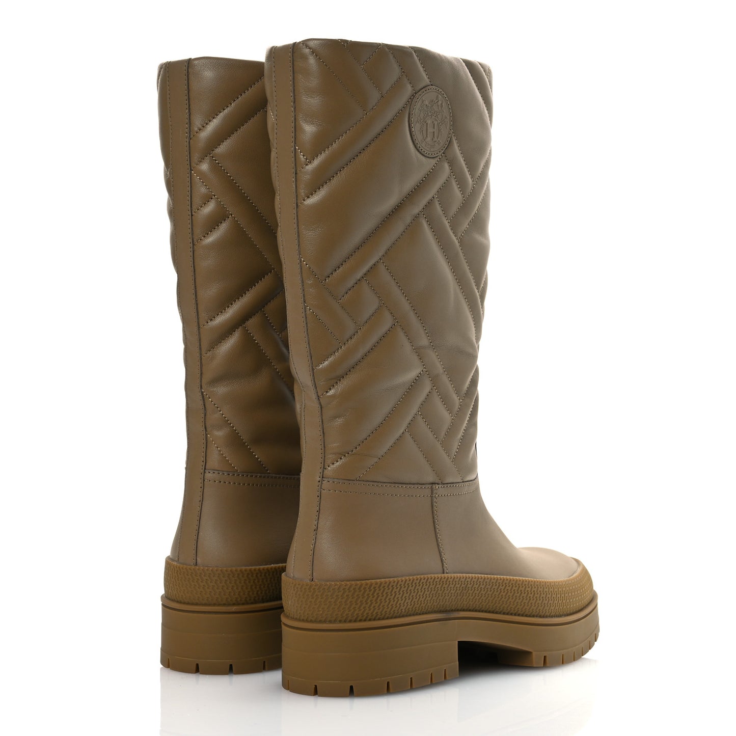 Lambskin Quilted Mosaique Fuji Boots 36 Beige Gobi