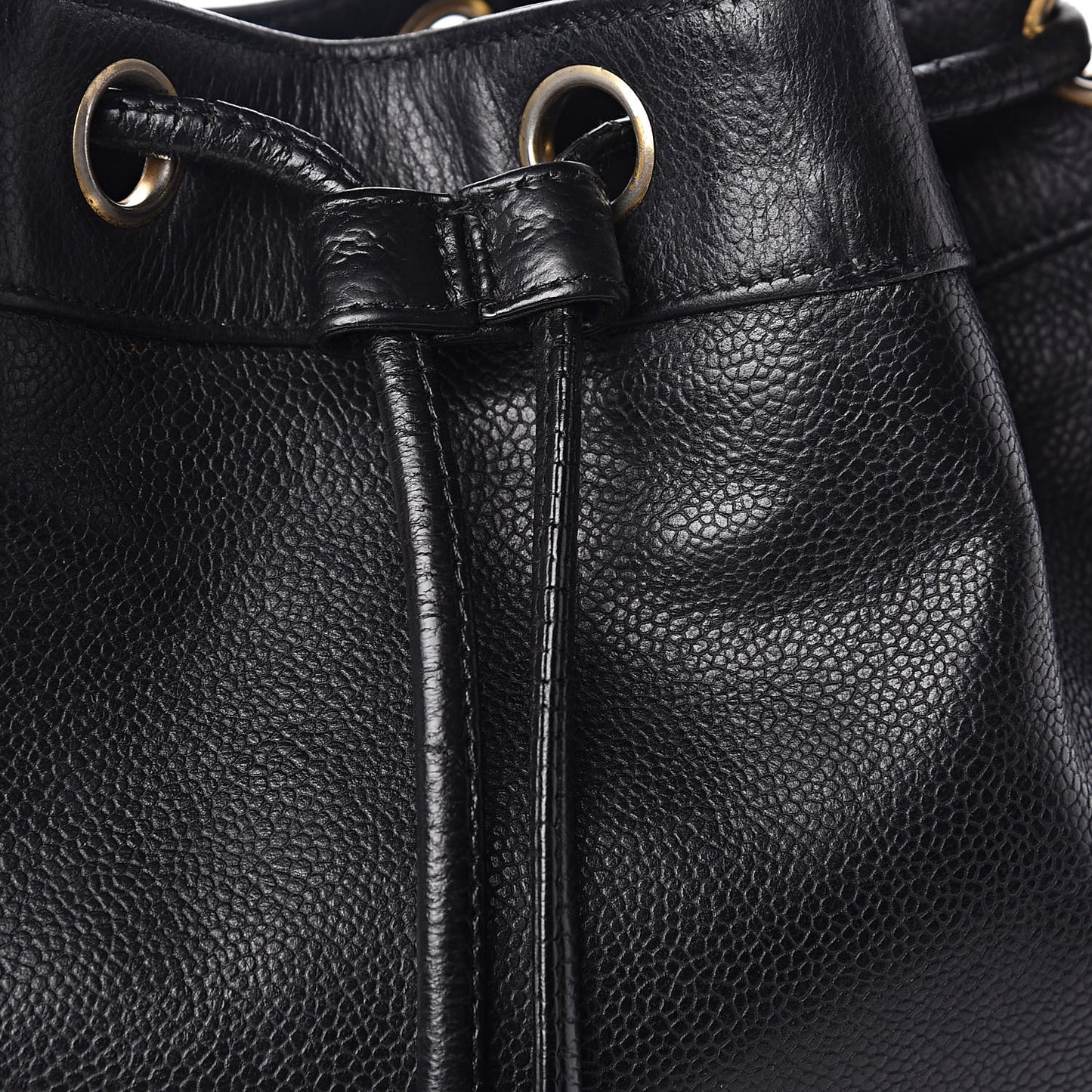 Caviar CC Drawstring Shoulder Bag Black