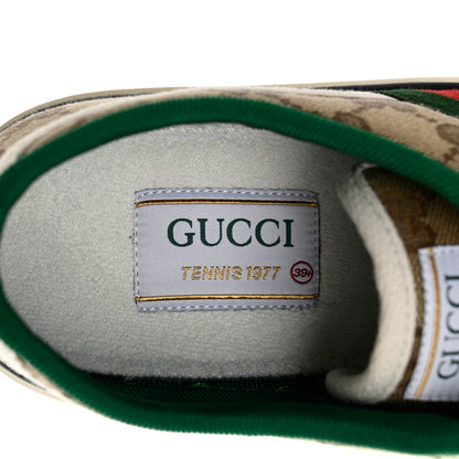 Gucci GG Monogram Web Womens 1977 Tennis Sneakers 39.5 Beige Ebony Mystic White 6 of 8