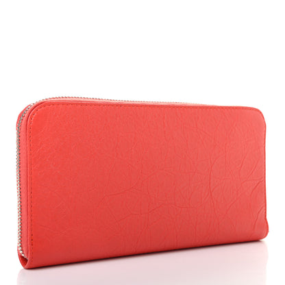 Balenciaga Agneau Arena Nappa Glover Classic Continental Zip Around Wallet Fire Orange 2 of 5