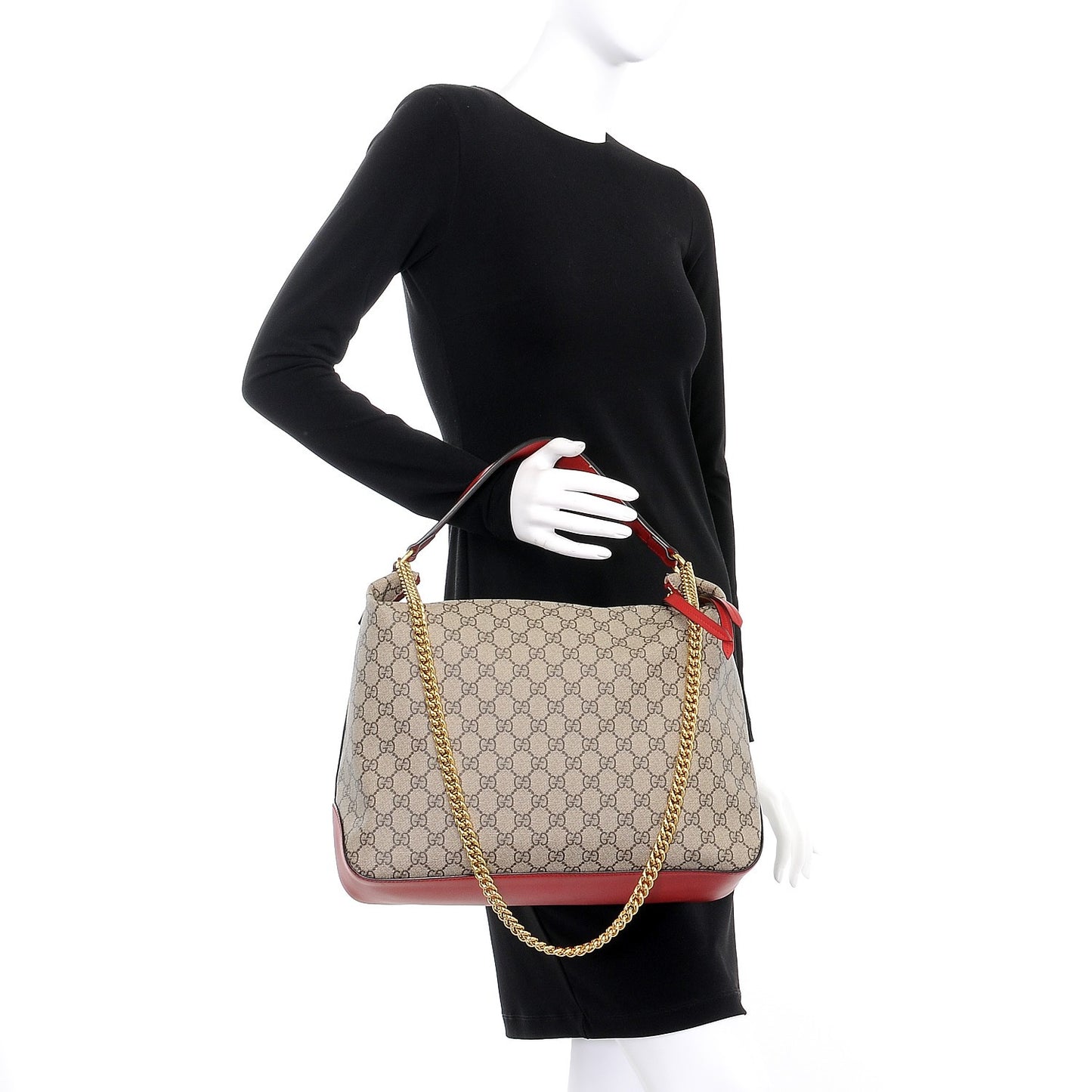 GG Supreme Monogram Large Linea A Hobo Red