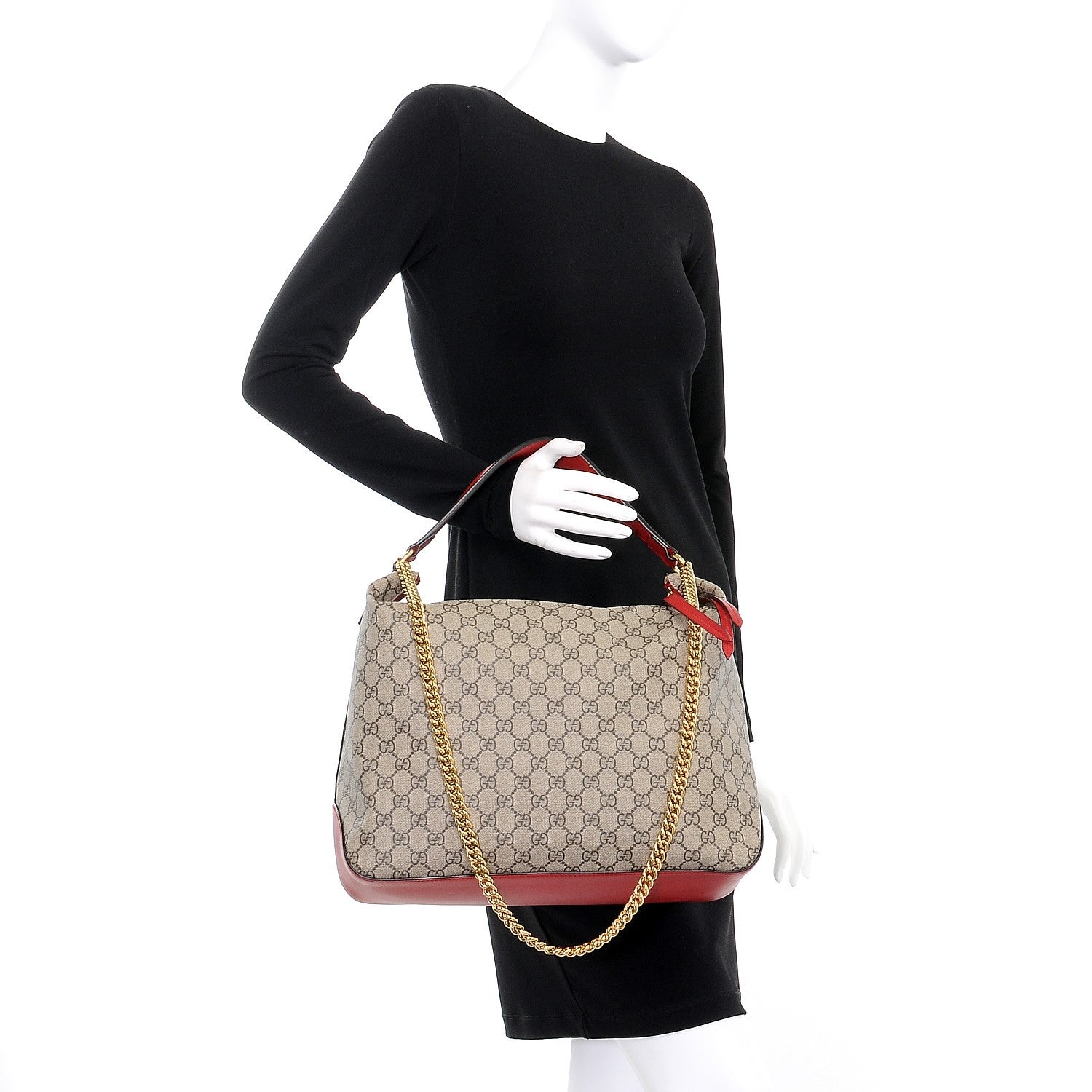 Gucci GG Supreme Monogram Large Linea A Hobo Red 3 of 8