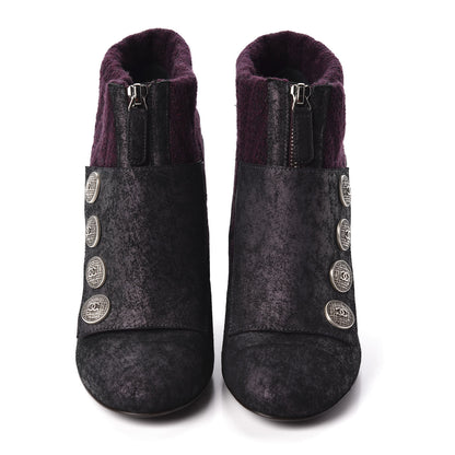 Chanel Iridescent Calfskin Wool Short Boot 38 Dark Purple 2 of 6