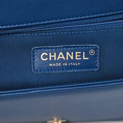 Chanel Lambskin Chevron Quilted New Medium Boy Flap Blue 6 of 11