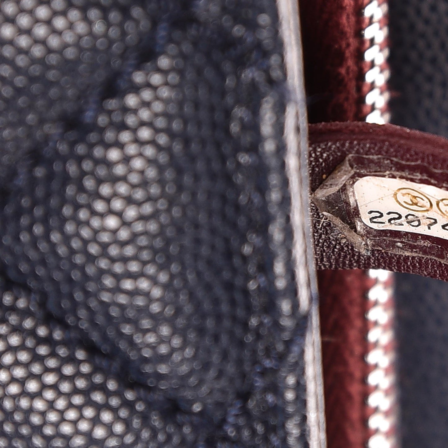 Caviar Quilted Large Coco Handle Flap Navy Blue