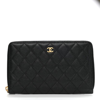 Chanel Caviar Quilted Large Zip Around Organizer Wallet Black 1 of 12