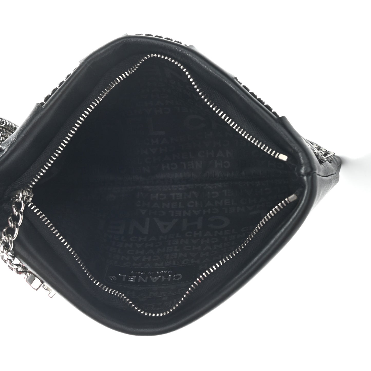 Lambskin Crystal Wristlet Black