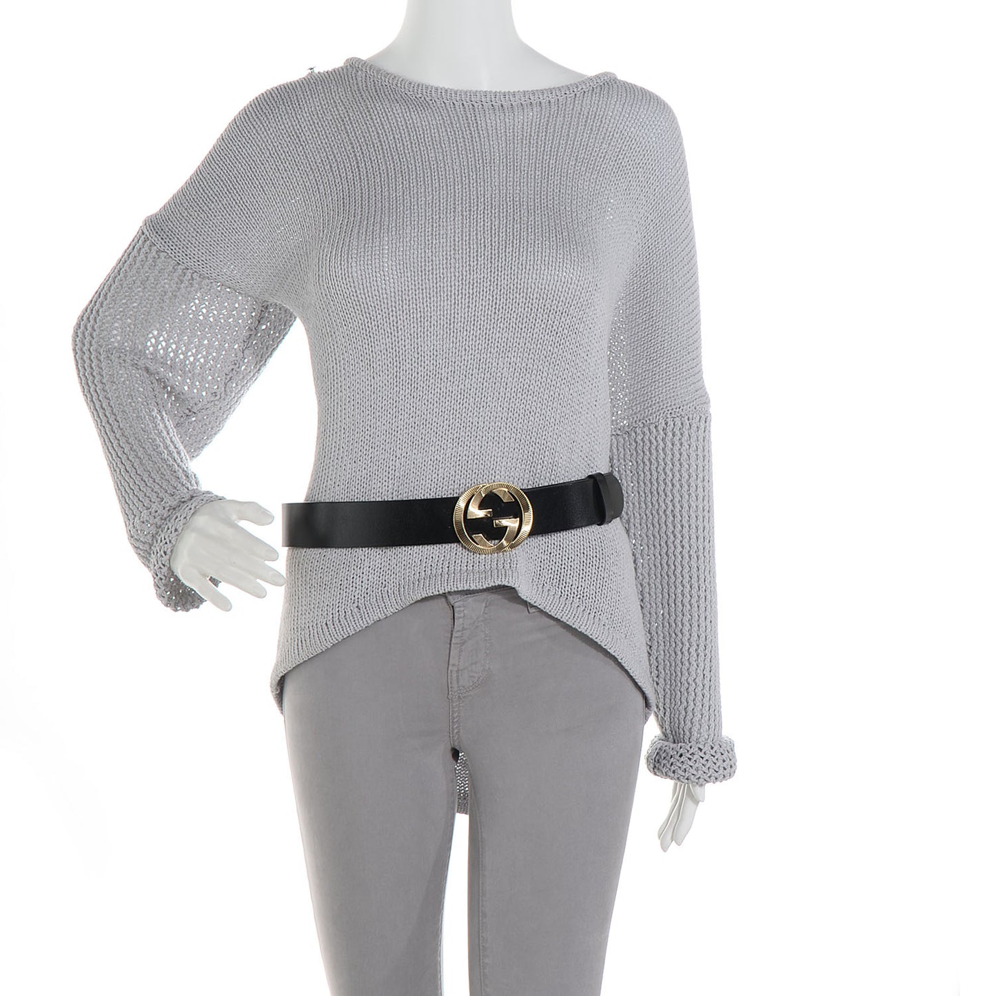 Leather GG Logo Buckle Belt Black 85 34