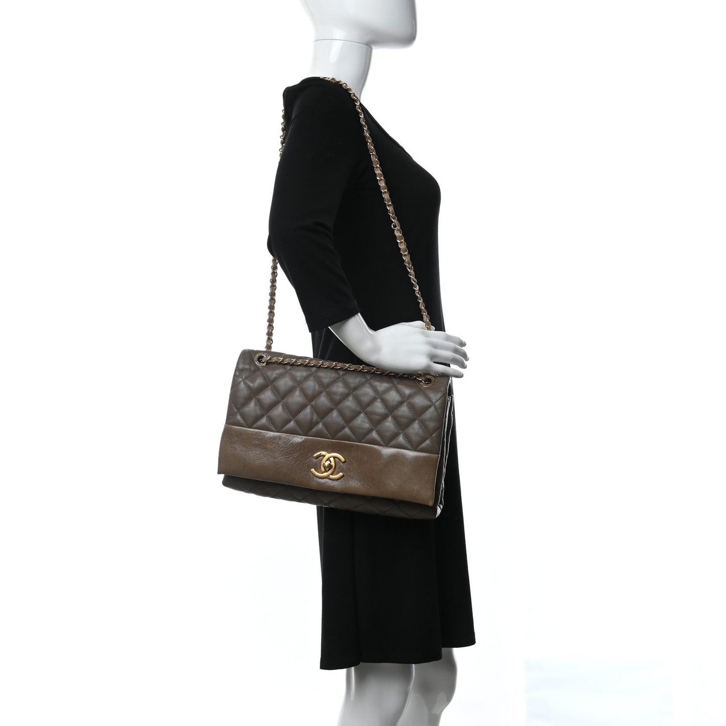 Calfskin Quilted Jumbo Soft Elegance Flap Brown