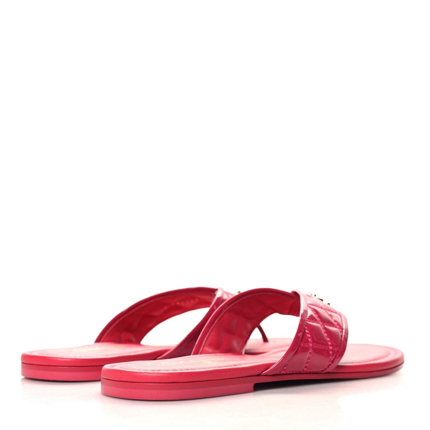 Patent Quilted CC Thong Sandals 40 Pink