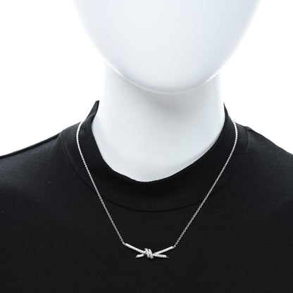 Tiffany 18K White Gold Diamond Knot Pave Necklace 3 of 5