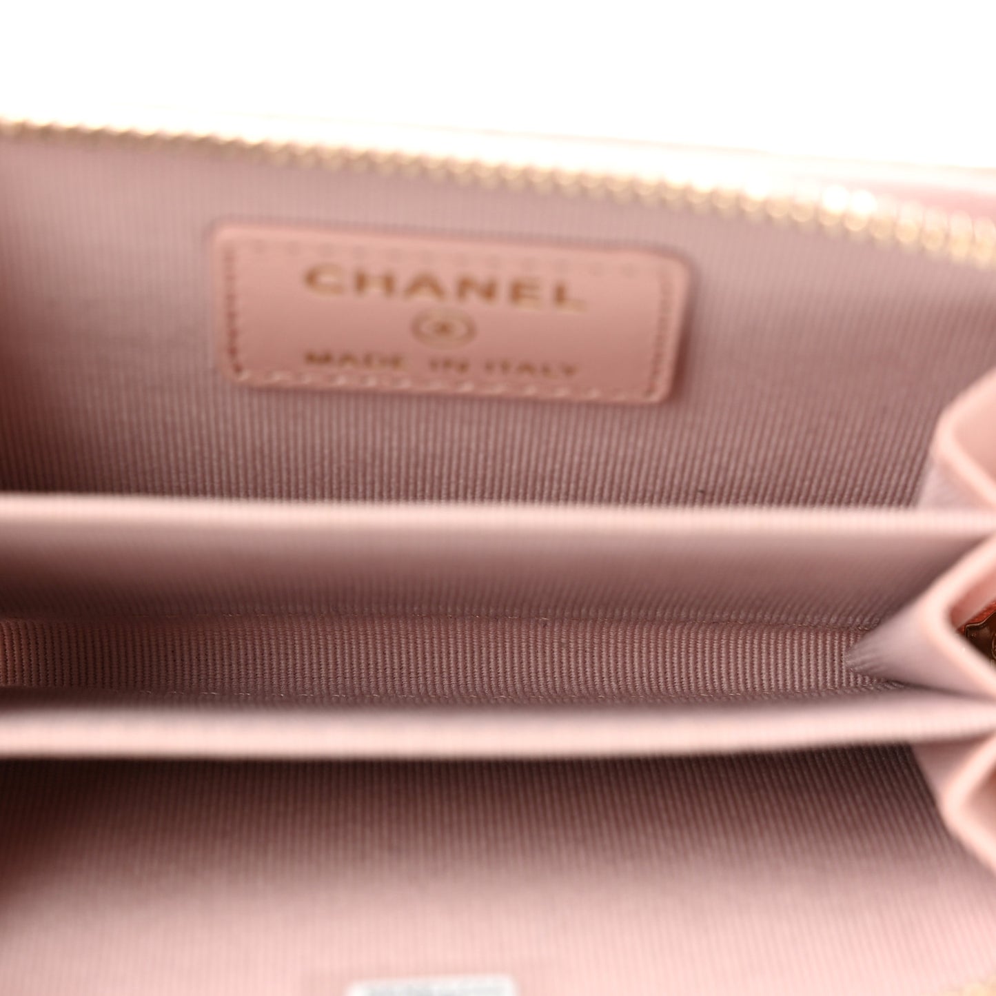 Lambskin Quilted Chanel 19 Zip Around Coin Purse Wallet Light Pink