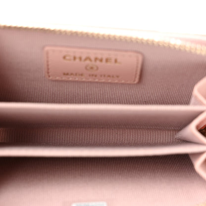 Chanel Lambskin Quilted Chanel 19 Zip Around Coin Purse Wallet Light Pink 5 of 7