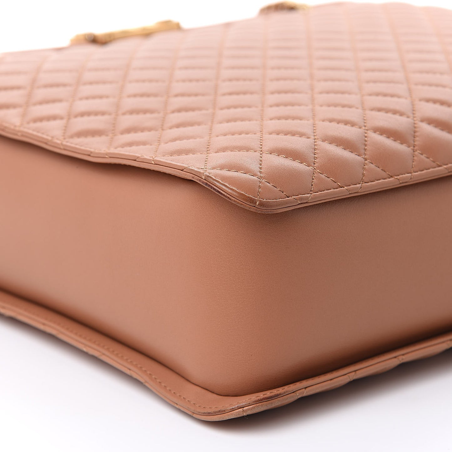 Calfskin Quilted Large Boy Tote Camel