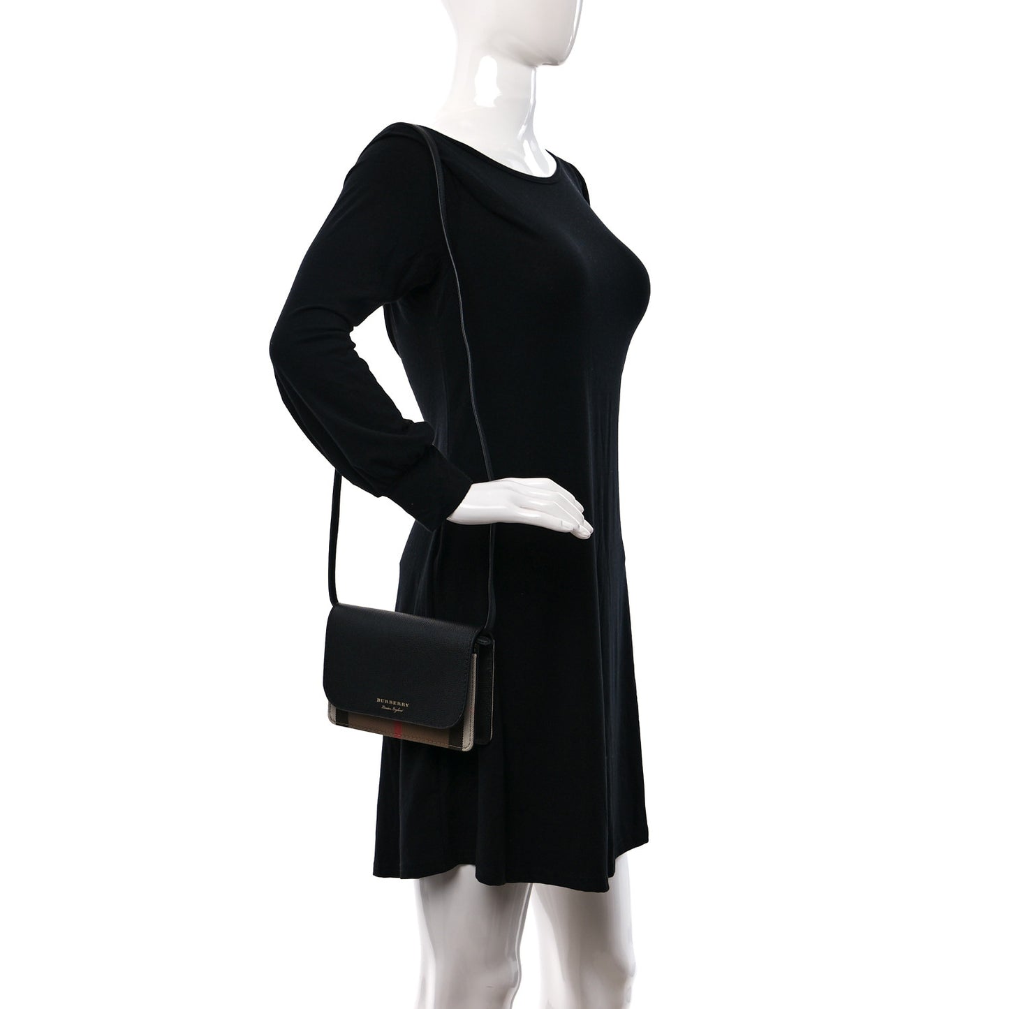 Derby Calfskin House Check Wallet On Chain Black