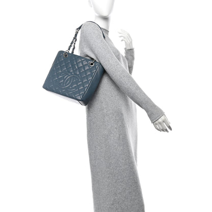 Chanel Caviar Quilted Petit Shopping Tote PST Blue 2 of 12