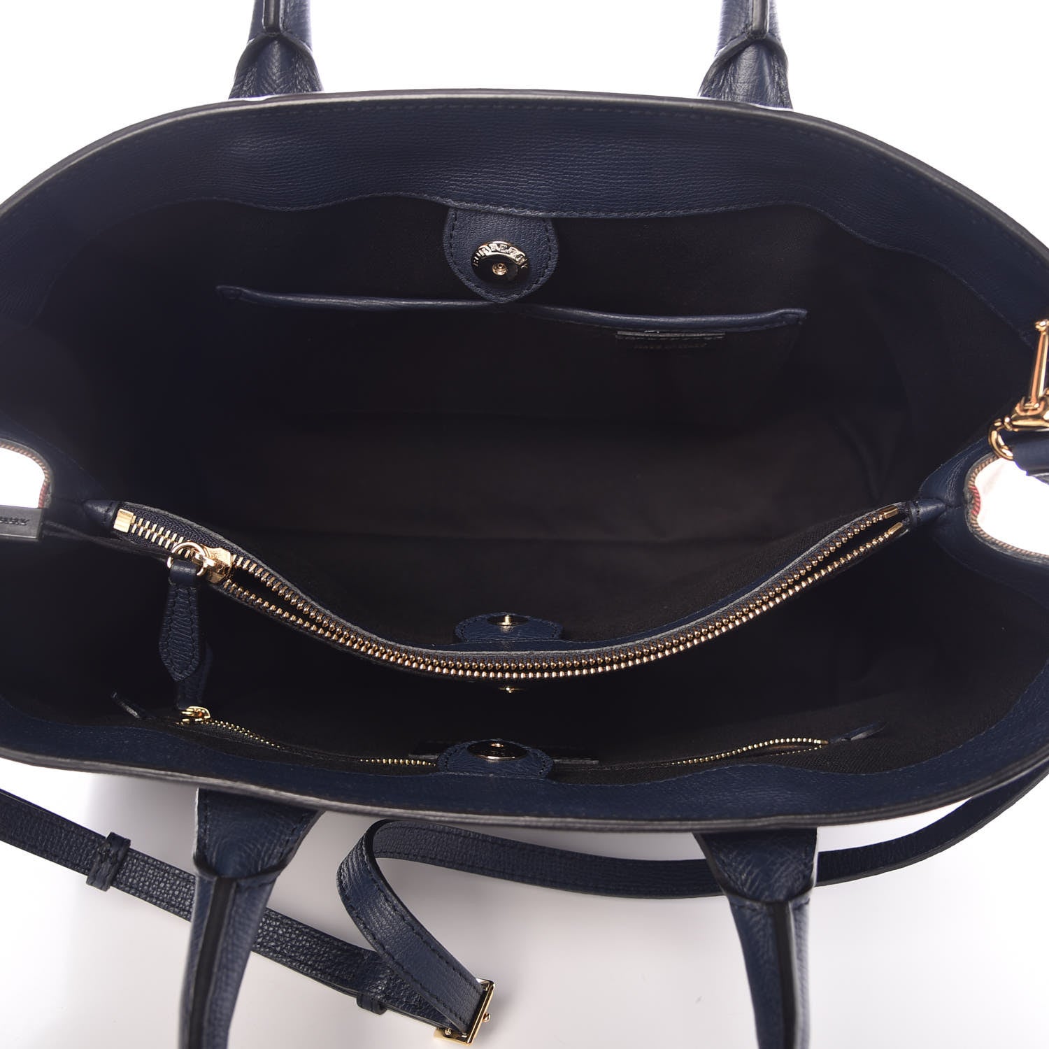 Burberry Grainy Calfskin House Check Large Banner Tote Midnight Blue 6 of 15