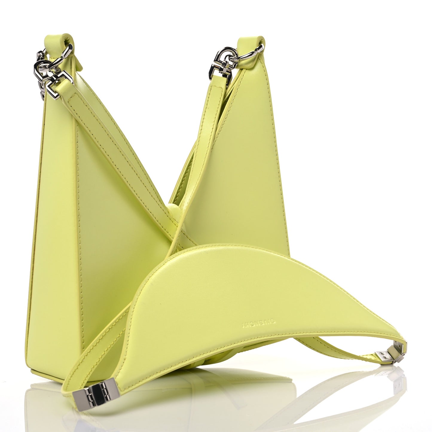 Box Calfskin Mini Cut Out Shoulder Bag Neon Yellow