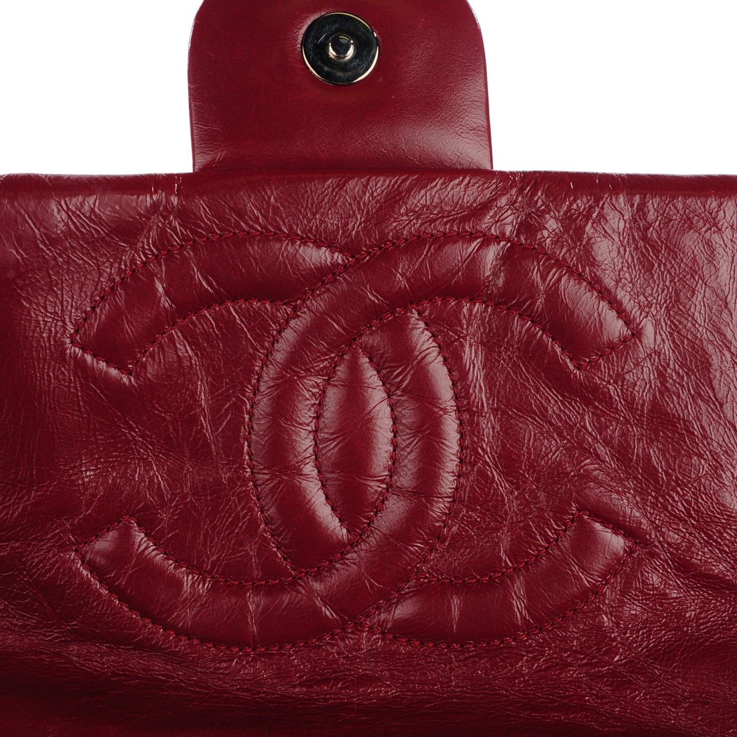 Glazed Calfskin Twisted Maxi Flap Red