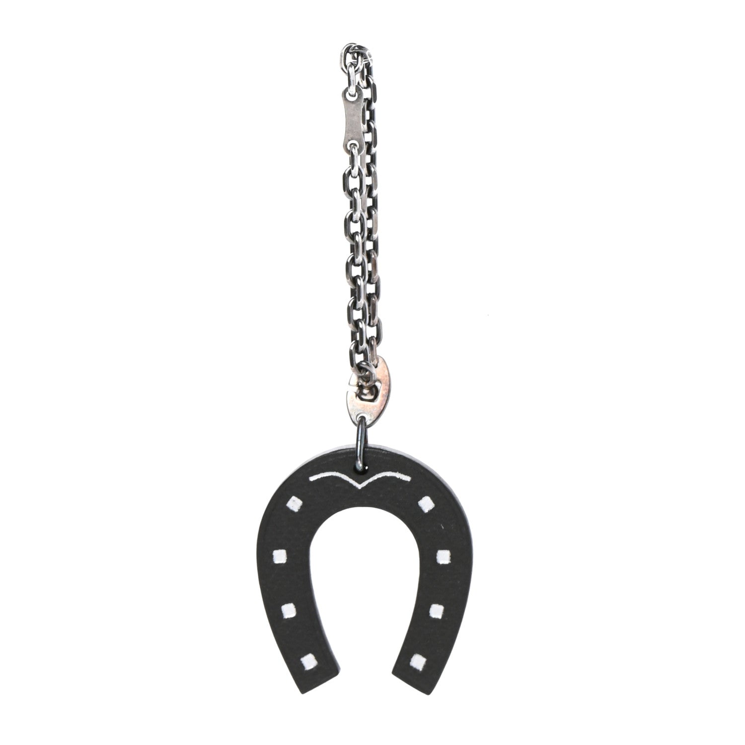 Hermes Epsom Lucky Horseshoe Key Ring Graphite Orange 1 of 4