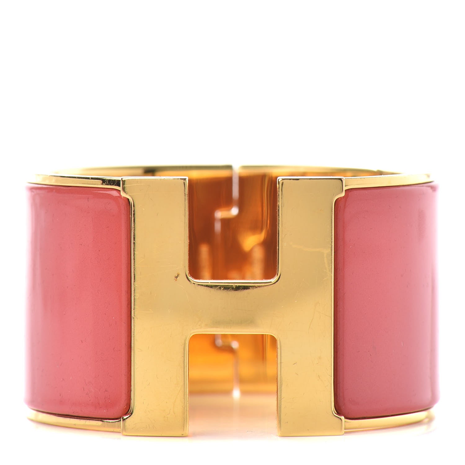 Hermes Enamel Extra Wide Clic Clac H Bracelet PM Rouge Corail 1 of 4