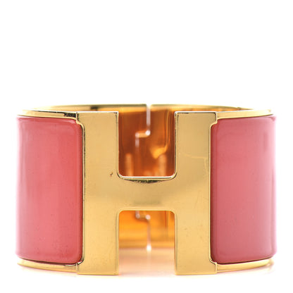Hermes Enamel Extra Wide Clic Clac H Bracelet PM Rouge Corail 1 of 4