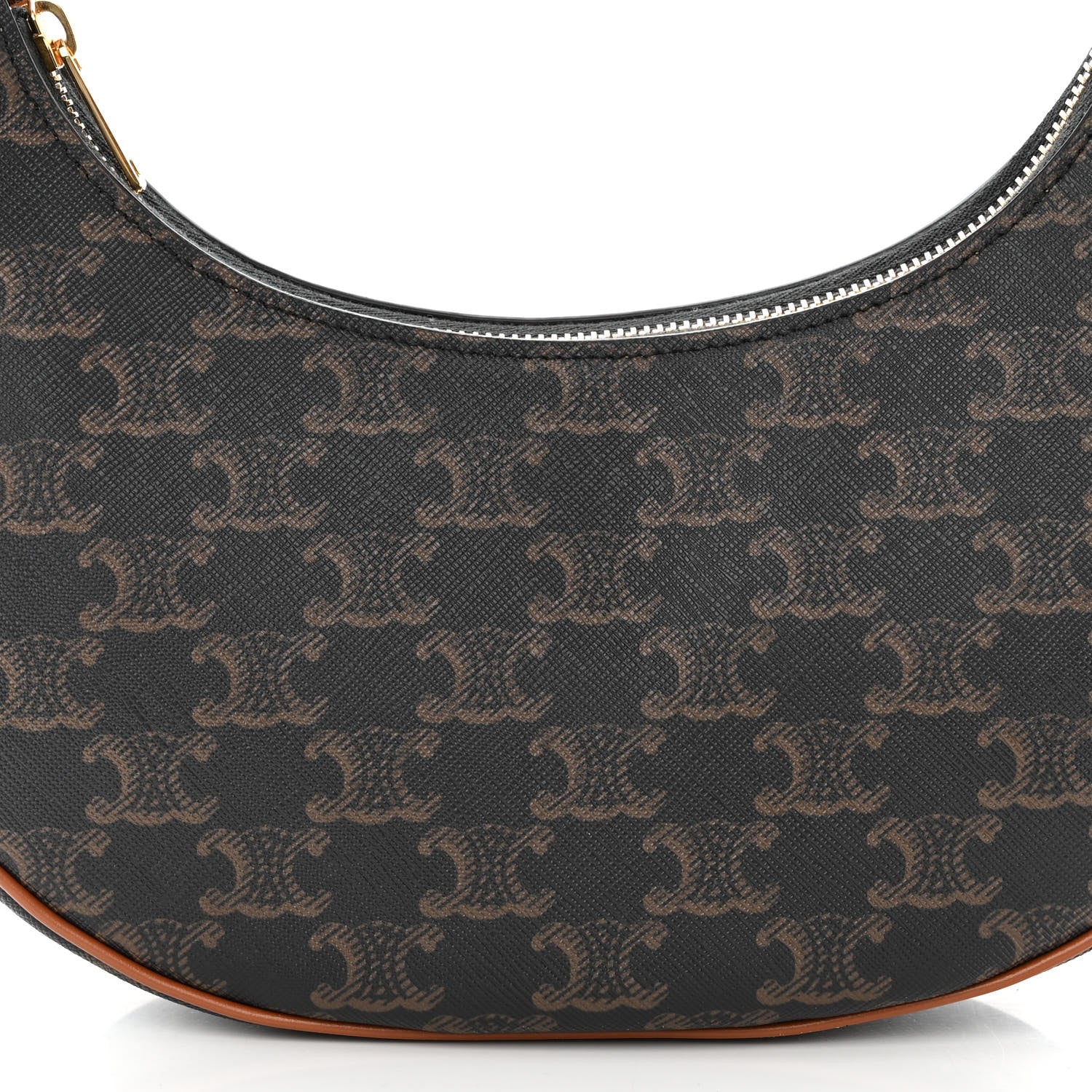 Celine Triomphe Canvas Calfskin Ava Shoulder Bag Tan 9 of 11
