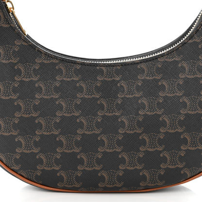Celine Triomphe Canvas Calfskin Ava Shoulder Bag Tan 9 of 11