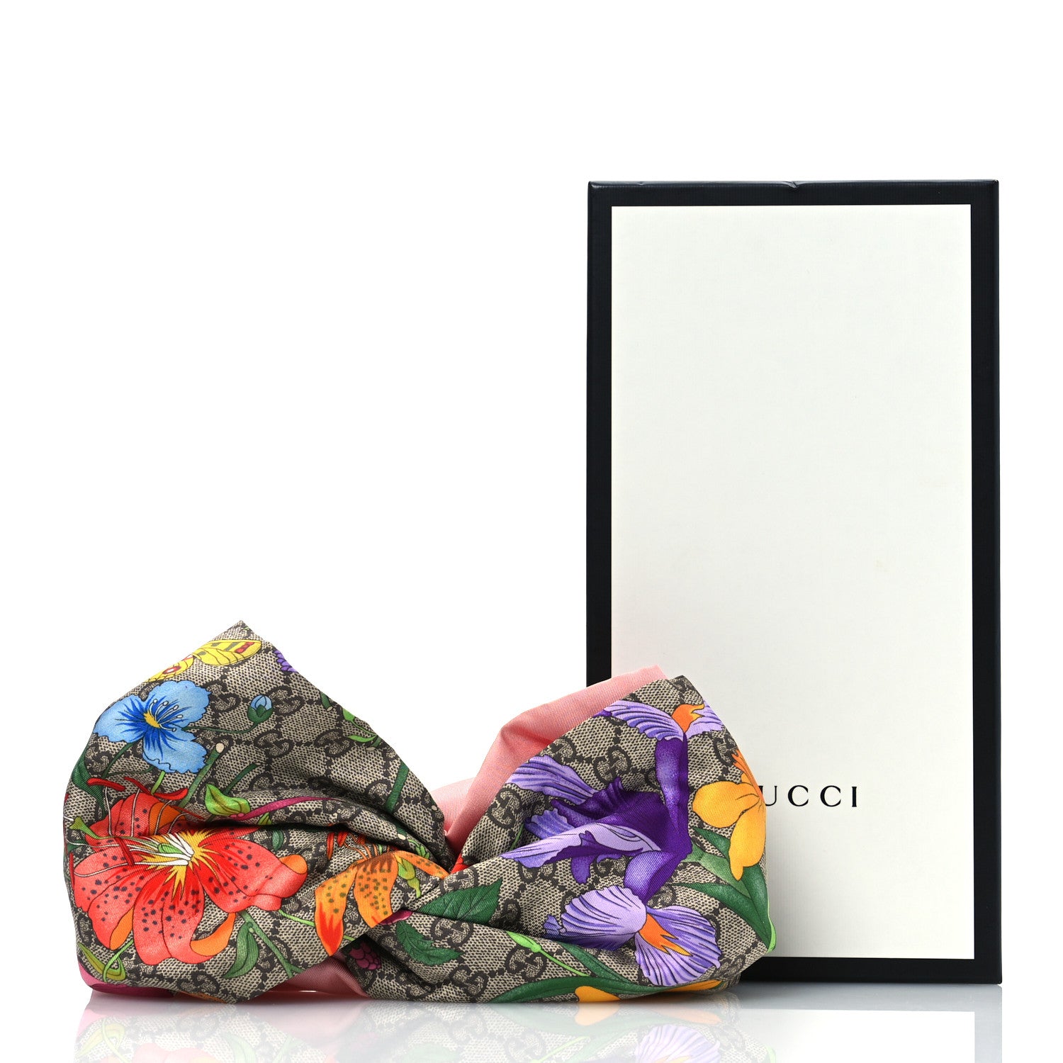 Gucci Silk Monogram Flora Print Headband M Pink 7 of 7