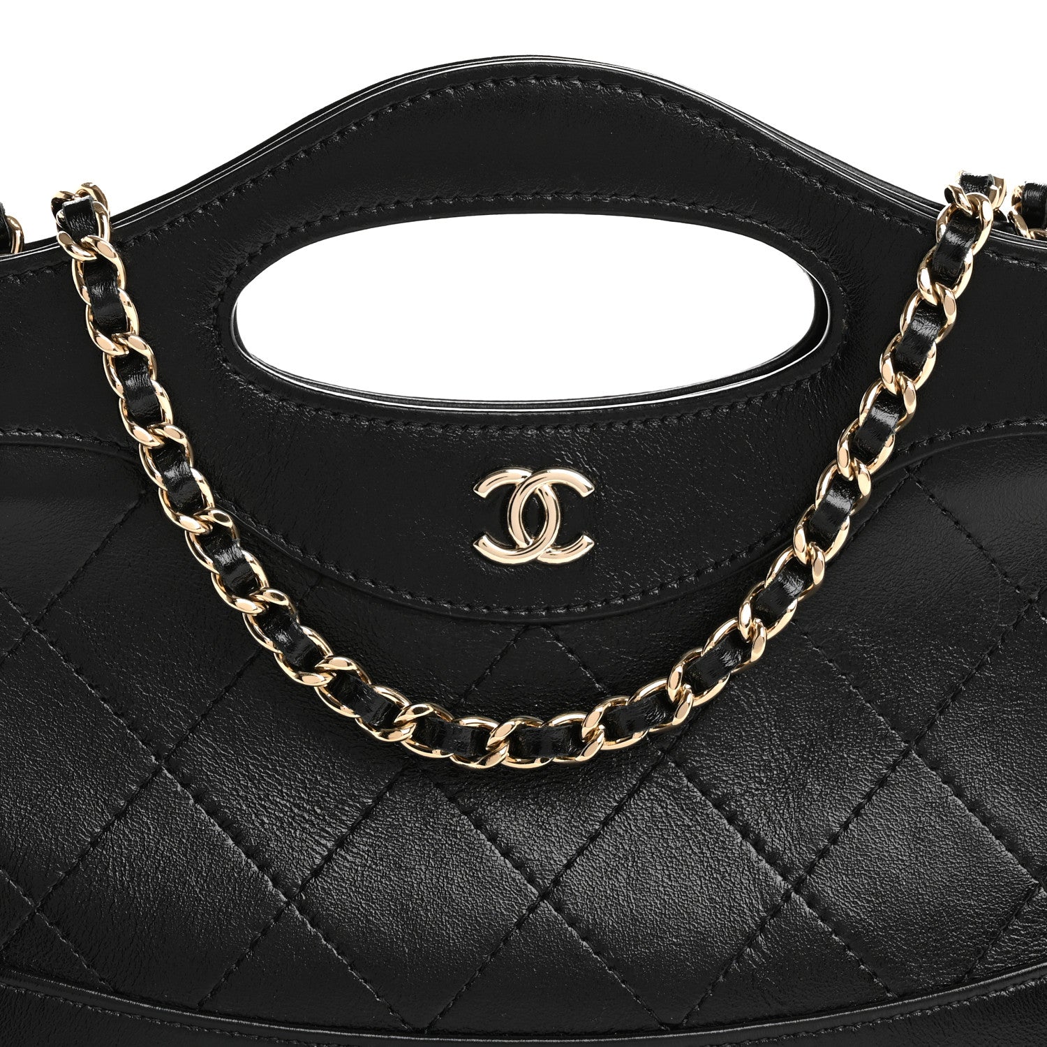 Chanel Shiny Crumpled Calfskin Quilted Nano 31 Shopping Bag Black 8 of 13