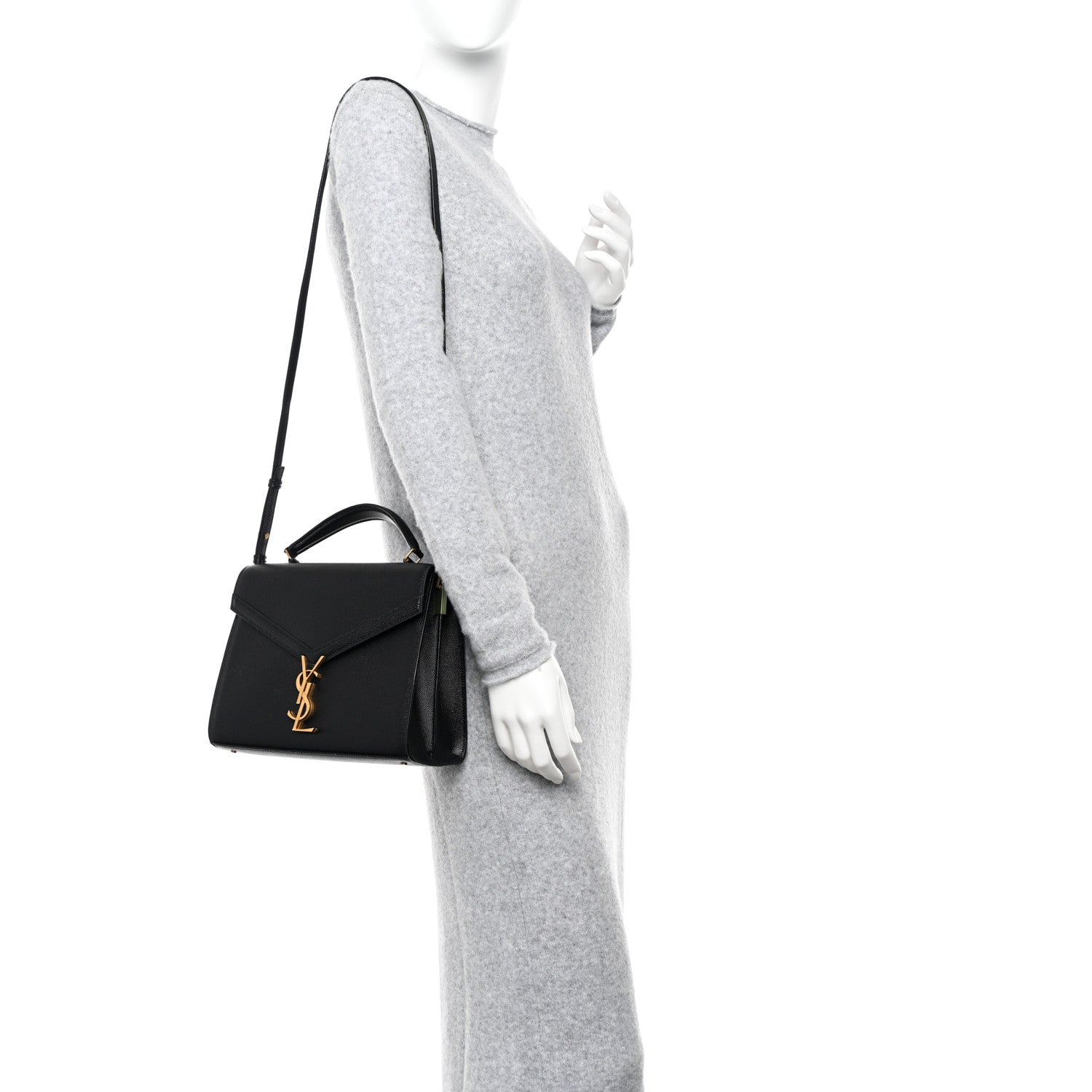 Saint Laurent Grain de Poudre Medium Classic Monogram Cassandra Top Handle Black Rouge Legion 2 of 9