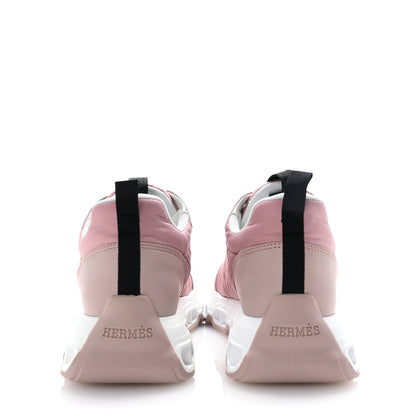 Hermes Parachute Fabric Calfskin Impulse Sneakers 37 Rose Porcelaine 6 of 8
