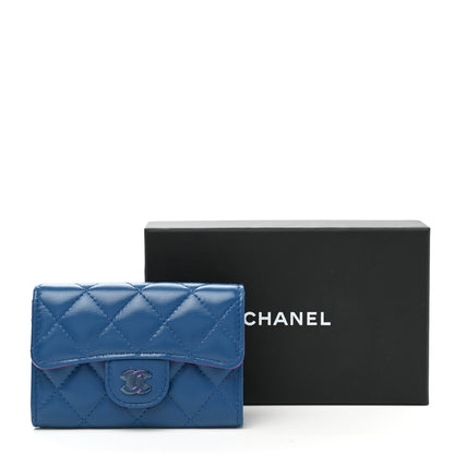 Chanel Lambskin Quilted Flap Card Holder Wallet Blue Pink 9 of 9