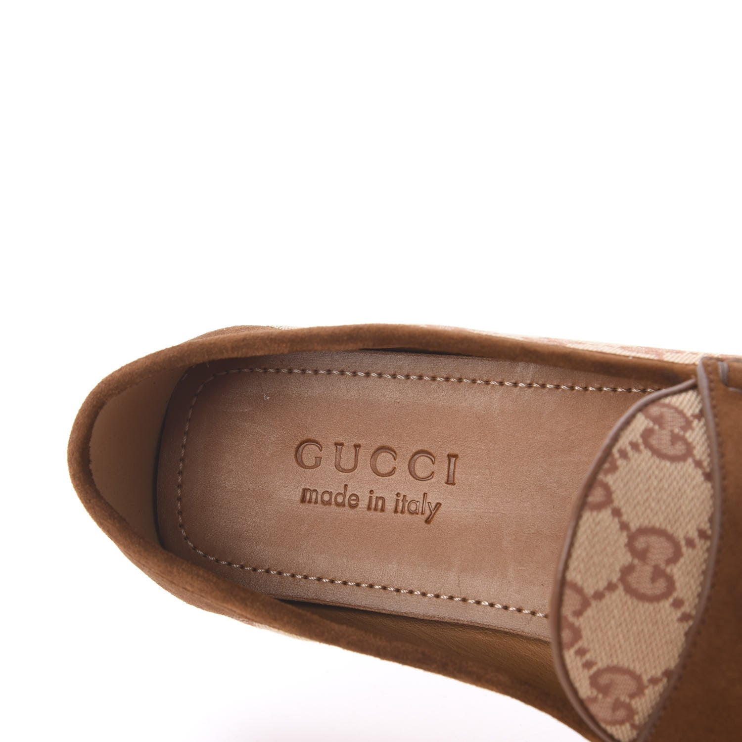 Gucci GG Monogram Suede Mens Driver Loafers 6.5 Beige Ruggine Cuir 7 of 9