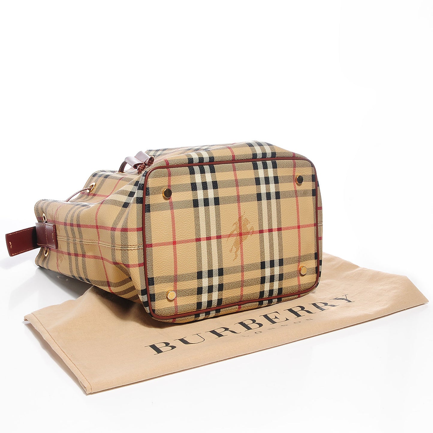 Haymarket Check Drawstring Bucket Bag